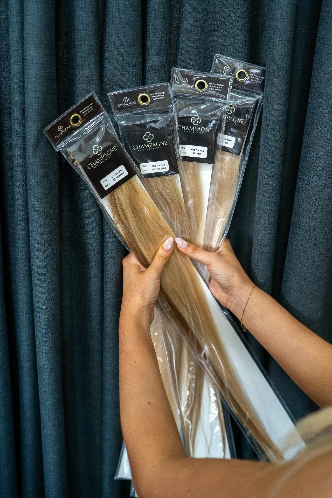 Champagne hair extensions